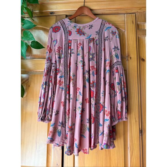Free People Floral Crochet Inset Tunic Dress”SZ SP - Picture 7 of 14
